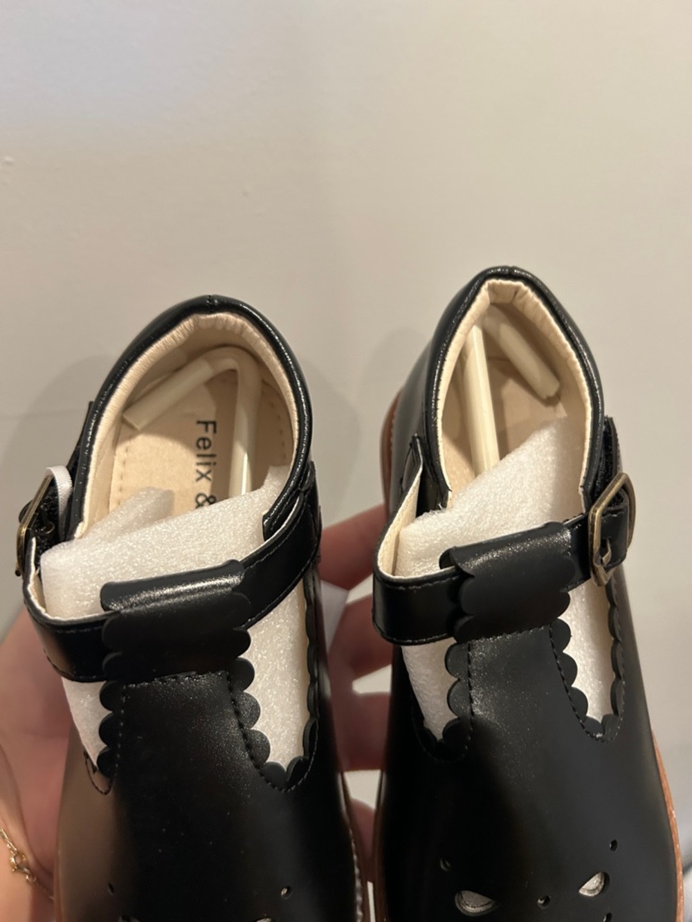 Girls Black T-Strap Floral Cutout Dress Shoes - Picture 4 of 6